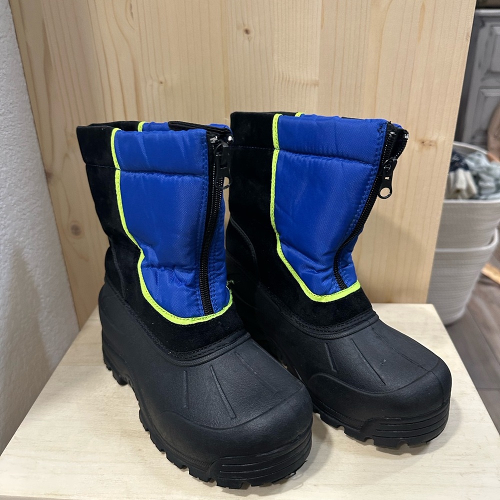 Kids' Black and Blue Snow Boots